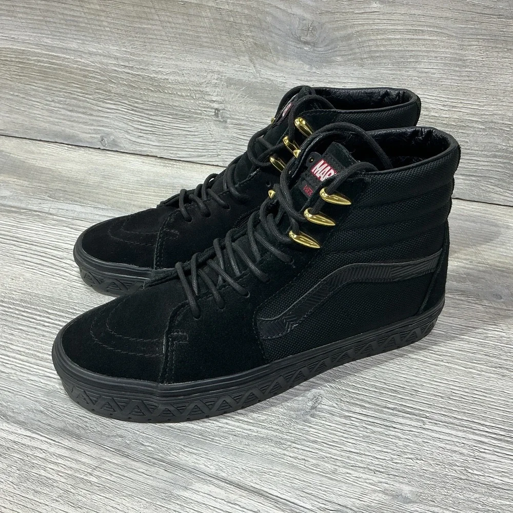 Vans x Marvel Black Panther Sk8 Hi Sneakers US Men's 7.5 Women's 9 Black 721356